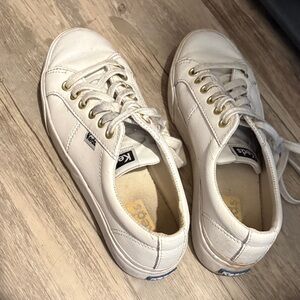Keds Classic White Sneakers with Gold Accents